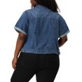 thumbnail image 3 of GRACE & GRANDEUR Women's Plus Size Fall Button Down Crop Jean Trucker Denim Jacket, 3 of 6