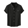 thumbnail image 1 of Besolor Mens Summer Short Sleeve Shirts Collared Button down Shirts Big and Tall Casual Solid Color Beach Shirts Tops, 1 of 6
