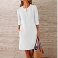 thumbnail image 1 of Aqestyerly Robe Unie à Manches Longues pour Femmes avec Poches, Robe à Col Rond avec Détails de Boutons pour l'Automne et l'Hiver, Tenue Décontractée HWRETIE, 1 of 5