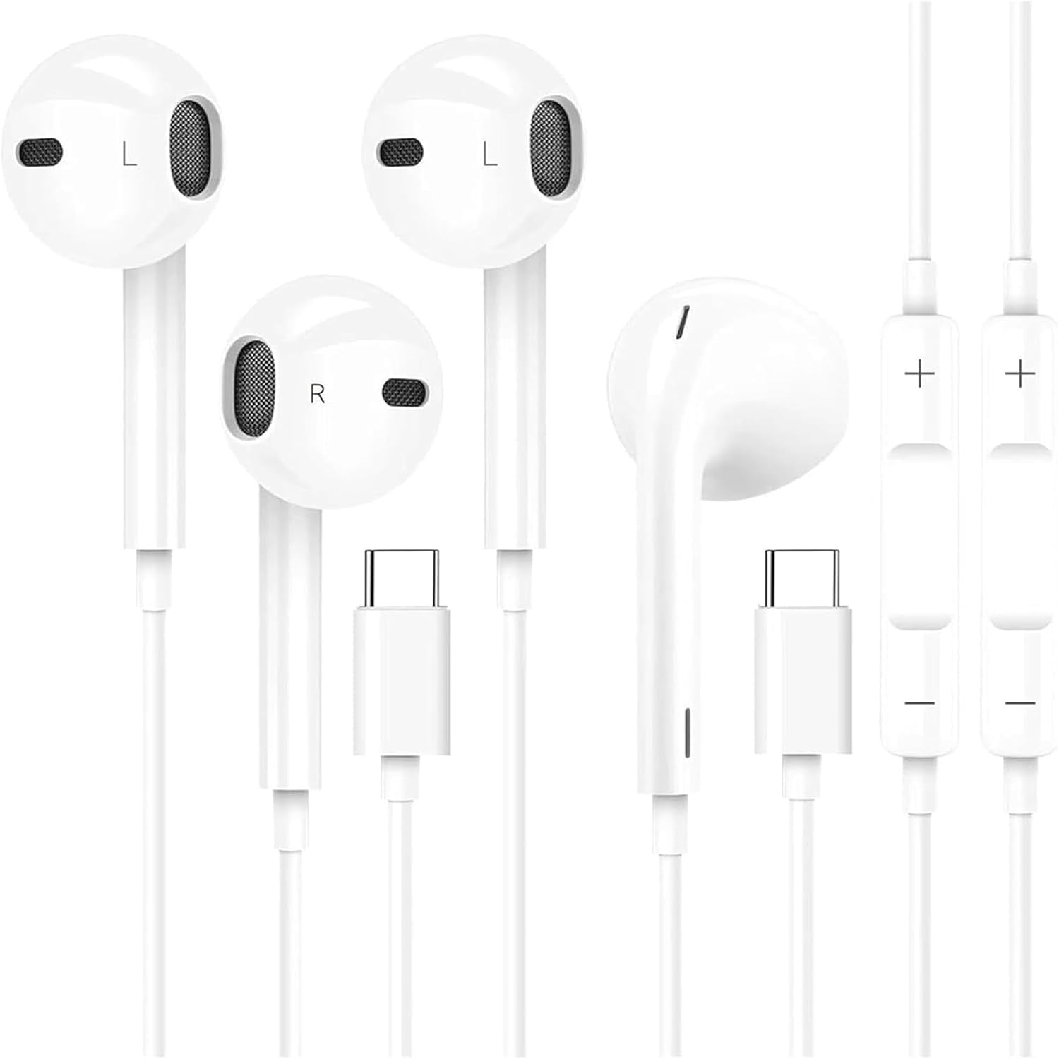2 Pack USB C Headphones for iPhone 17/16/15,Type C Earbuds Wired Earphones with Microphone & Remote Control Noise Cancelling,Compatible with iPhone Air/Pro/Pro Max,Galaxy S23/22/21/20/Ultra Note