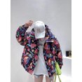 thumbnail image 2 of Winter print hooded waterproof bread down jacket fleece trend（Black，S）, 2 of 3