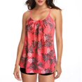thumbnail image 1 of Women’s Strappy Swimwear Floral Tankini Set Ruched Strappy Modest Two Piece Bottom Swimsuit, 1 of 7