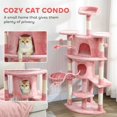 thumbnail image 4 of Pink Plush Multi-Level Cat Tree - 61.8" Cozy Tower with 2 Condos, Hammock & Sisal Scratching Posts for Indoor Cats - Stable Play Furniture, 4 of 7