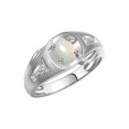 thumbnail image 3 of RYLOS Men's Rings Sterling Silver Rings Classic Designer Style 8X6MM Oval Gemstone &  Sparkling Diamond Ring Opal October Birthstone Rings For Men Size 11, 3 of 7