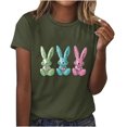 thumbnail image 1 of Pisexur Hauts de Printemps pour Femmes 2025, Hauts d'Entraînement Femmes, Hauts d'Entraînement Femmes T-Shirt Imprimé Manches Courtes Col Rond Chandail à la Mode Vert Armée, 2TG, 1 of 5
