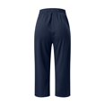 thumbnail image 3 of NECHOLOGY Women's Plus Size Yoga Capri Pants, Loose Soft Drawstring with Pockets, Navy, Size XL, 3 of 5