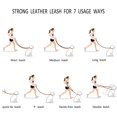 thumbnail image 4 of Durable Multi Function 8ft Leather Dog Leash, Genuine Leather Leash Hands Free Leash Dog Training Leash for Small, Medium and Large Dogs, 4 of 10