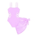 thumbnail image 3 of Girls Swimsuit Adjustable Straps Round Neckline Solid Color Bathing Suit with Cut Out Design and Matching Silk Scarf, 3 of 5