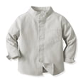 thumbnail image 2 of 2025 Spring Boy's Shirt Solid Small Place Color Standing Long Sleeve Tops Boys Breasted Cardigan Children's, 2 of 8