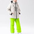 thumbnail image 2 of 4-16 Years Kid's Solid Color Girls Boys Ski Suit Windproof Warm Solid Color Skiing Set Green, 2 of 7