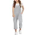 thumbnail image 1 of Wdgfv Girls V Neck Sleeveless Jumpsuits Spaghetti Straps Harem Long Pants Rompers With Pockets Grey 4-5 Years, 1 of 6