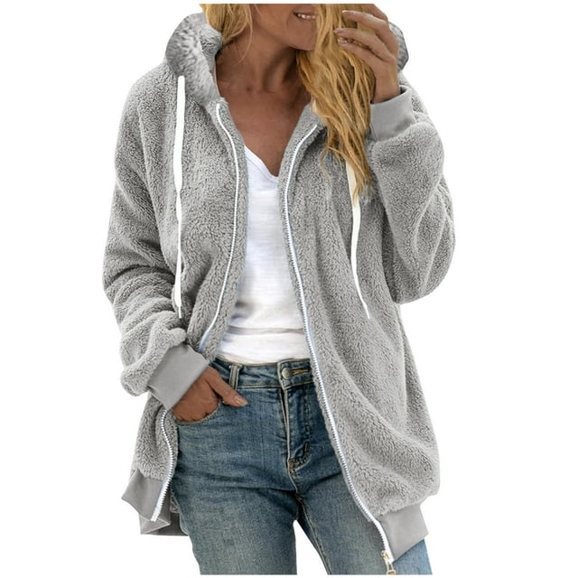 cllios Womens Winter Fuzzy Fleece Jacket Hooded Color Block Patchwork Cardigan Coats Oversized Fluffy Sherpa Outerwear with Pockets
