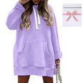 thumbnail image 4 of Kcodviy Robe Midi en Lin Uni à Manches Longues pour Femme Couleur Poche à Capuche Moyenne Femme Habillée Longue Décontractée Ample Chandail à Capuchon, 4 of 7
