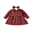thumbnail image 1 of Robe à Manches Longues pour Bébé Fille, Robe de Princesse pour Fête avec Bandeau, Tenue, 1 of 6