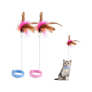 1pcs Cat Teaser Toy, Cat Wand Toy Retractable Cat Feather Toys With Silicone Collar Interactive Cat Toys For Indoor Cat Kitten Exercise