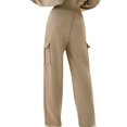 thumbnail image 4 of zbxnLI Womens Cargo Sweatpants Drawstring Elastic Waist Jogging Pants Athletic Running Pants Multi-pockets, 4 of 7