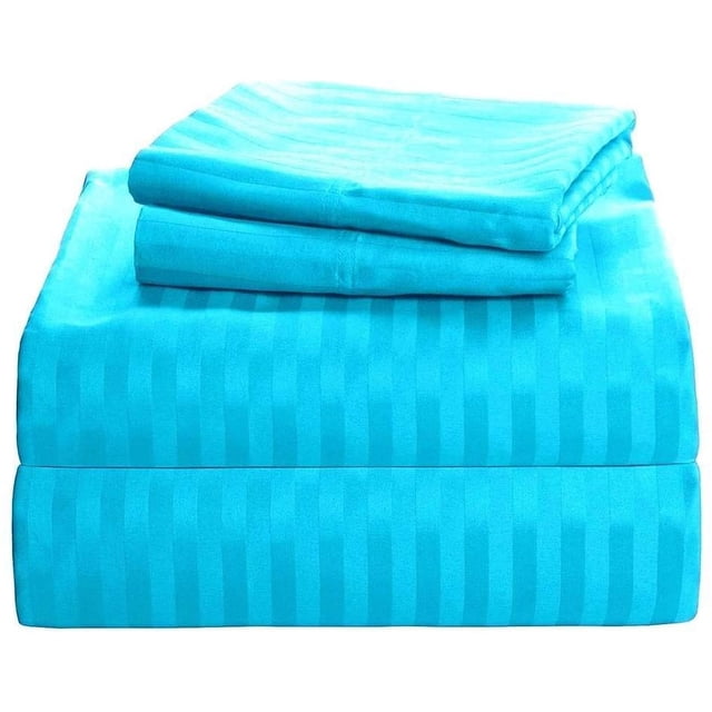 500 Thread Count 4 Piece Quality Sheet Set 12 Inch Deep Pocket 100% Egyptian Cotton Stripe Pattern