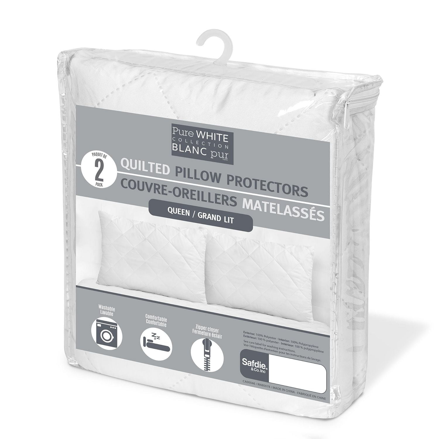 Safdie & Co. Protège-Oreiller 2PK Imperméable Q Blanc
