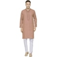 thumbnail image 1 of Maple Clothing Embroidered Kurta Set Cotton Indian Clothes for Men (Brown, 3XL), 1 of 5