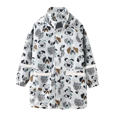 AJIWYH Kids Raincoat,Children Kids Boys Girls Hooded Cartoon Print Rain Dungarees Windproof Waterproof Outwear Raincoat Trench Coat Hoodies Clothes 2-11Y White,8-9 Years