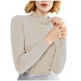 thumbnail image 1 of FAIWAD Women's Basic Long Sleeve Undershirts Tops Round Neck Slim Stretch Tight Pullovers Tops, 1 of 3