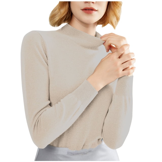FAIWAD Women's Basic Long Sleeve Undershirts Tops Round Neck Slim Stretch Tight Pullovers Tops