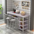 thumbnail image 4 of Stmoze 3 Pieces Bar Table Set with Storage Shelves, Faux Marble Tabletop Counter Height Bar Table with 2 Backrest Chairs, Dining Room Set for Kitchen Island, Pub, Cafe, Gray, 4 of 7