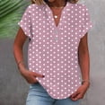 thumbnail image 2 of fatyb Womens Printed V Neck Tops Short Sleeve Button V Neck Tshirts Lightweight Summer Beach Blouses, 2 of 5