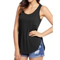 thumbnail image 3 of Women U Neck Solid Color Side Split Scoop Hem Tank Top, 3 of 5