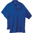 thumbnail image 2 of Hanes Mens CottonBlend EcoSmart Jersey Polo With Pocket 2-Pack, L, Deep Royal, 2 of 4