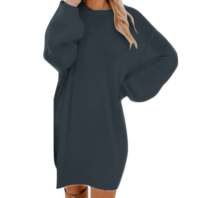 2025 Robe Chandail pour Femmes Femme Hiver Robe Chandail Tricotée Portefeuille pour Femmes Col Roulé Chaude Manches Longues Robes Chandail pour Femmes Poche