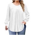 thumbnail image 1 of Yuyuzo Chemises à Manches Longues pour Femmes Col Rond Décontracté Tunique Couleur Unie Hauts Amples Confortables, 1 of 7