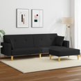 thumbnail image 1 of vidaXL 2-Seater Sofa Bed with Footstool Black Fabric, 1 of 5