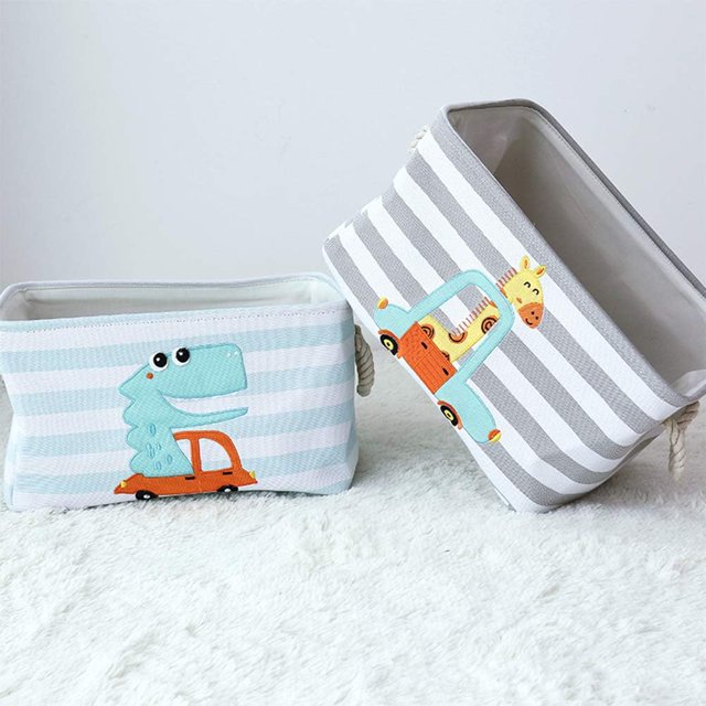 Bac de Rangement Rectangulaire en Toile de Polyester pour Décoration Intérieure, Panier de Rangement Étanche avec Poignées pour Organiser (Grand)