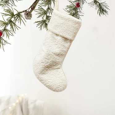 EGNMCR Bas de Noël 18 Po Rustiques Bas de Noël Épais en Peluche Bas de Noël Joyeux Noël Déco Maison Fête de Noël Décorations de Noël Cadeaux d'Hiver Bas en Polyester