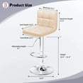 thumbnail image 4 of Homall Bar Stools Set Of 2 Modern PU Leather Height Adjustable Swivel Barstools, Hydraulic Kitchen Counter Square Island BarStool With Back, Khaki, 4 of 6