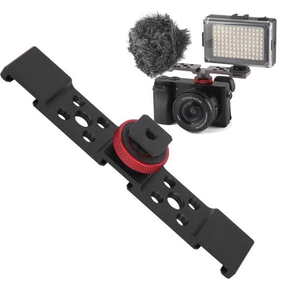 3 in 1 Hot Shoe Mount Adapter Extension Bar Bracket Stand with Hot Shoe Mount, Aluminum Alloy for Camera, Mobile Phone, Rabbit Cage