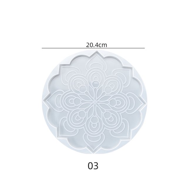 Moule en Silicone Réutilisable Transparent Motif Mandala Plateau de sous-Verre pour Débutants Artistes