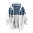 thumbnail image 4 of IROINID Manteau à Capuche Court pour Femmes, Couleur Contrastée, Manches Longues, Veste Chaude d'Hiver avec Fermeture Éclair, Blanc, 4 of 5