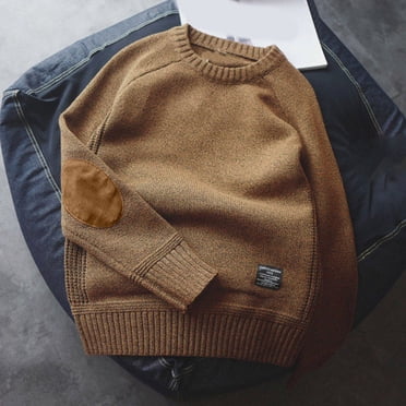 Styesk Chandail pour Homme Chandail Uni Chandail à Enfiler Tricot Torsadé Patchwork Chandail à Col Rond Confortable Doux Chandail Surdimensionné Chandails Décontractés Amples avec Bord Côtelé