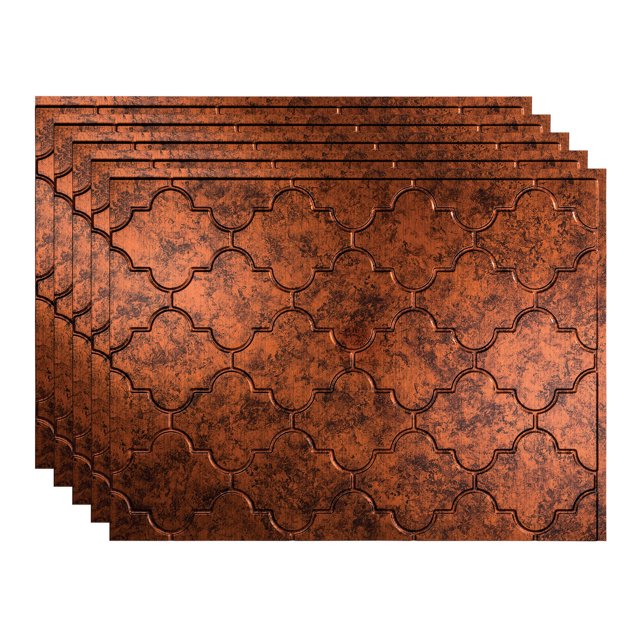 Fasade 18in x 24in Monaco Moonstone Copper Backsplash Panel 5 Pack
