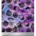 thumbnail image 1 of Soimoi Velvet Fabric Direction Compass & Seashell Ocean Print Fabric by The Yard 58 Inch Wide, 1 of 3