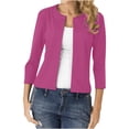 thumbnail image 1 of Mrat Cardigan Court à Manches 3/4 pour Femmes, Ouvert à l'Avant, Vestes de Complet S-99 Rouge-A L, 1 of 8