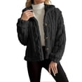 thumbnail image 1 of Breezora Women's Reversible Fleece Coat Winter Warm Stand Collar Button Down Twisted Design Jacket S Size Black, 1 of 9