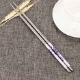 thumbnail image 2 of Agiferg 1Pair Length White Flower Pattern Stainless Steel Chopsticks Pair New, 2 of 3