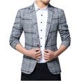 thumbnail image 1 of XZNGL Mens Suit Jacket Fine Check Woolen Mens Slim and Handsome Suit Top, 1 of 3