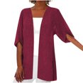 thumbnail image 2 of Cardigans Courts pour Femmes Mode Cardigan Décontracté Couleur Unie Manches Mi-Longues Sans Capuche en Liquidation, 2 of 6
