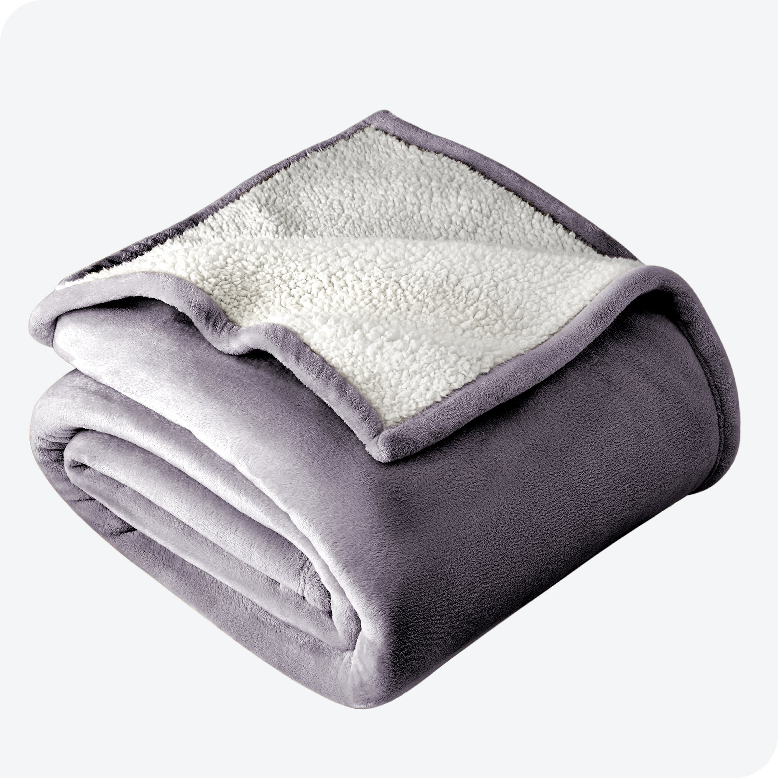 Bare Home Couverture de Lit en Sherpa Pelucheuse - Duveteuse et Douce - Réversible - Légère - Lit Simple/simple TG, Violet Poussiéreux