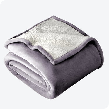 Bare Home Plush Sherpa Bed Blanket - Fluffy & Soft - Reversible - Lightweight - Full/Queen, Dusty Purple