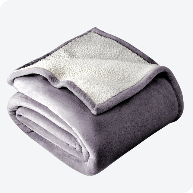Bare Home Couverture de Lit en Sherpa Pelucheuse - Duveteuse et Douce - Réversible - Légère - Lit Simple/simple TG, Violet Poussiéreux